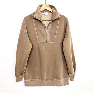& Other Stories tan zip front sweatshirt
